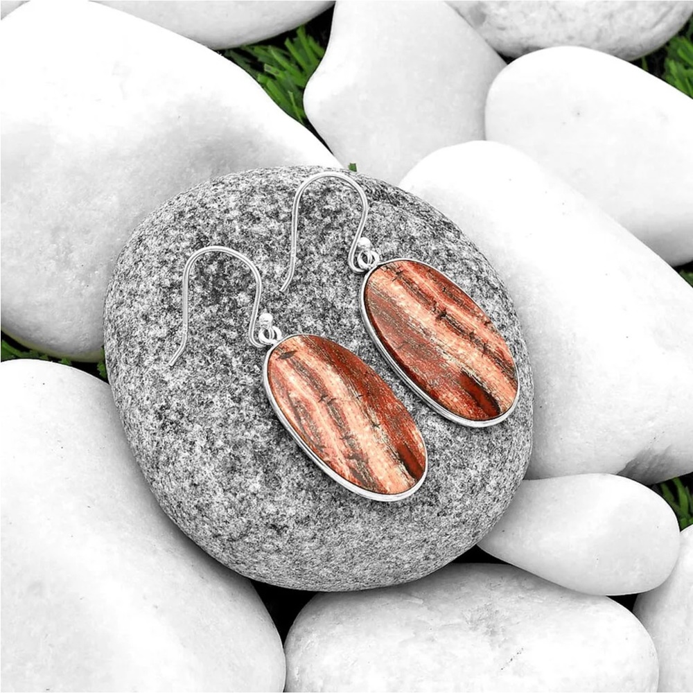 Snake skin Jasper earrings - Picture 6 of 6